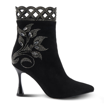 Azura Women's ROYALREIGN Elegant Suede Booties with Royal Embellishments, Comfortable Heel, and Zipper Closure Black EU 40 / US 9