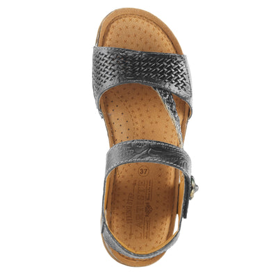 Spring Step L'Artiste Popular Sandals for Women - Ankle Strap Sandal with Hook & Loop - Hand Painted Ladies Sandals for Womens - Black EU 40 / US 9