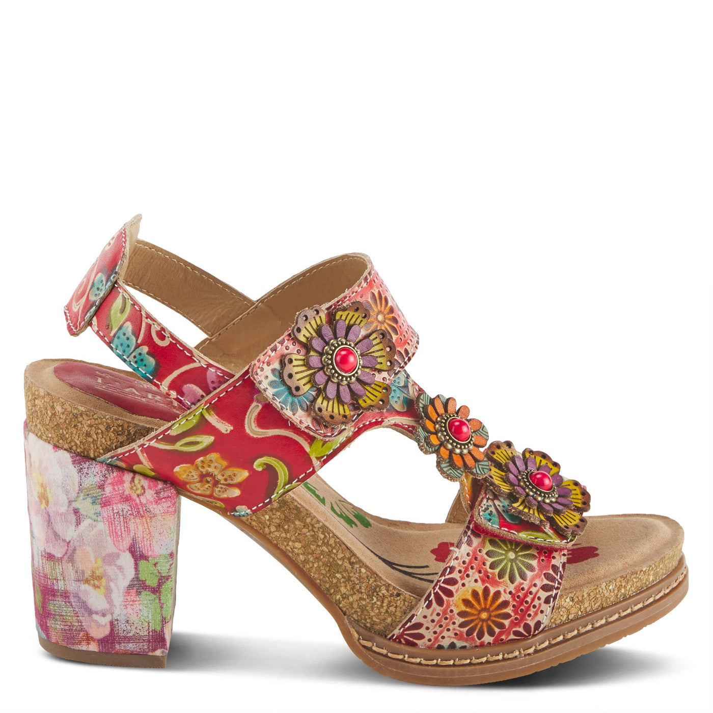 Spring Step L'Artiste Women's Guitarra Back Strap High Heel Sandal Red Multi EU 35 / US 5
