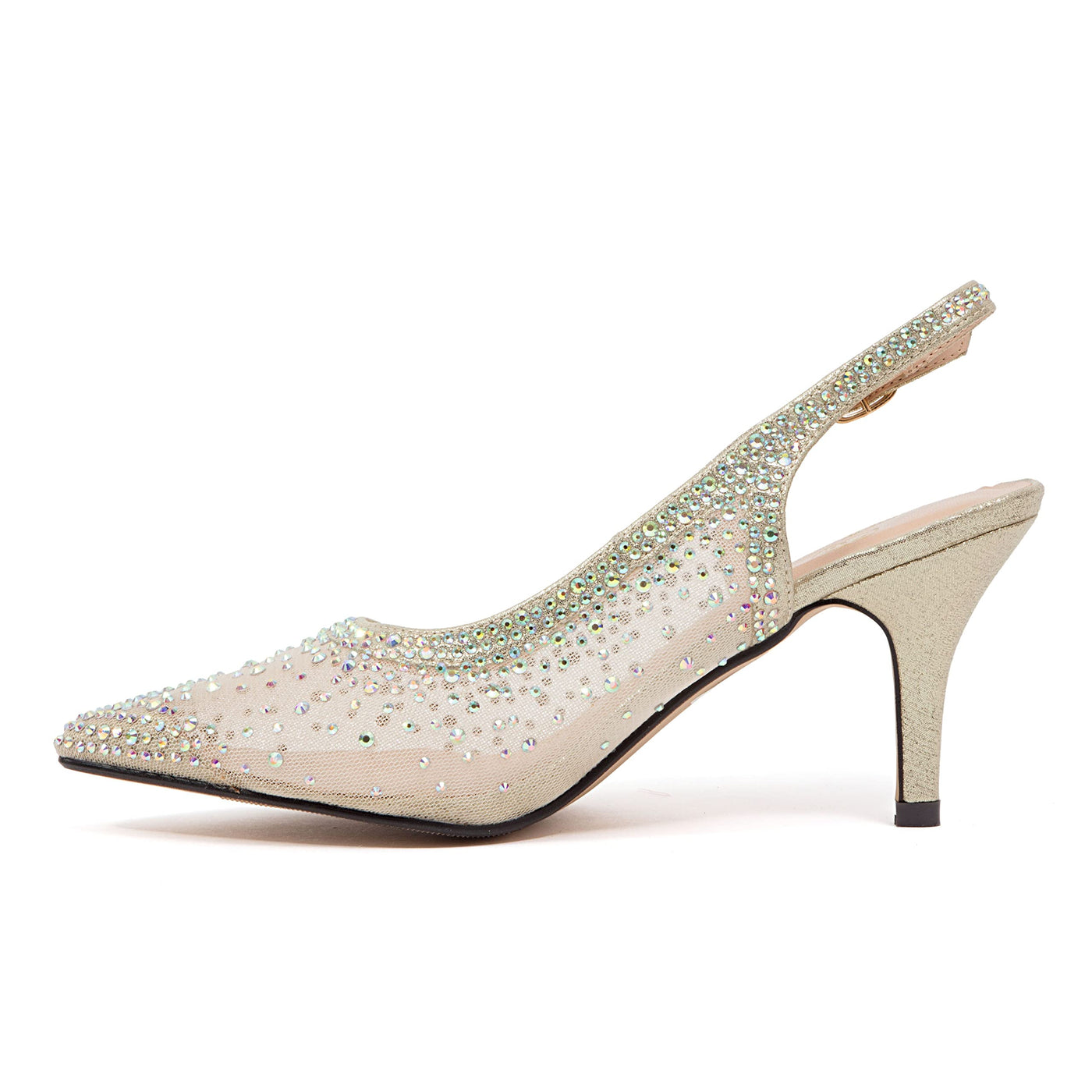 Lady Couture Lola Embellished Pointed Toe Slingback Pump, Gold, 10