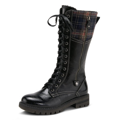 PATRIZIA Spring Step Chickeze Tall Boots for Women - Pull-On Ladies Boots with Lace-up, Zipper Closure - Womens Boots for Outdoor - Black Multi EU 39 / US 8.5
