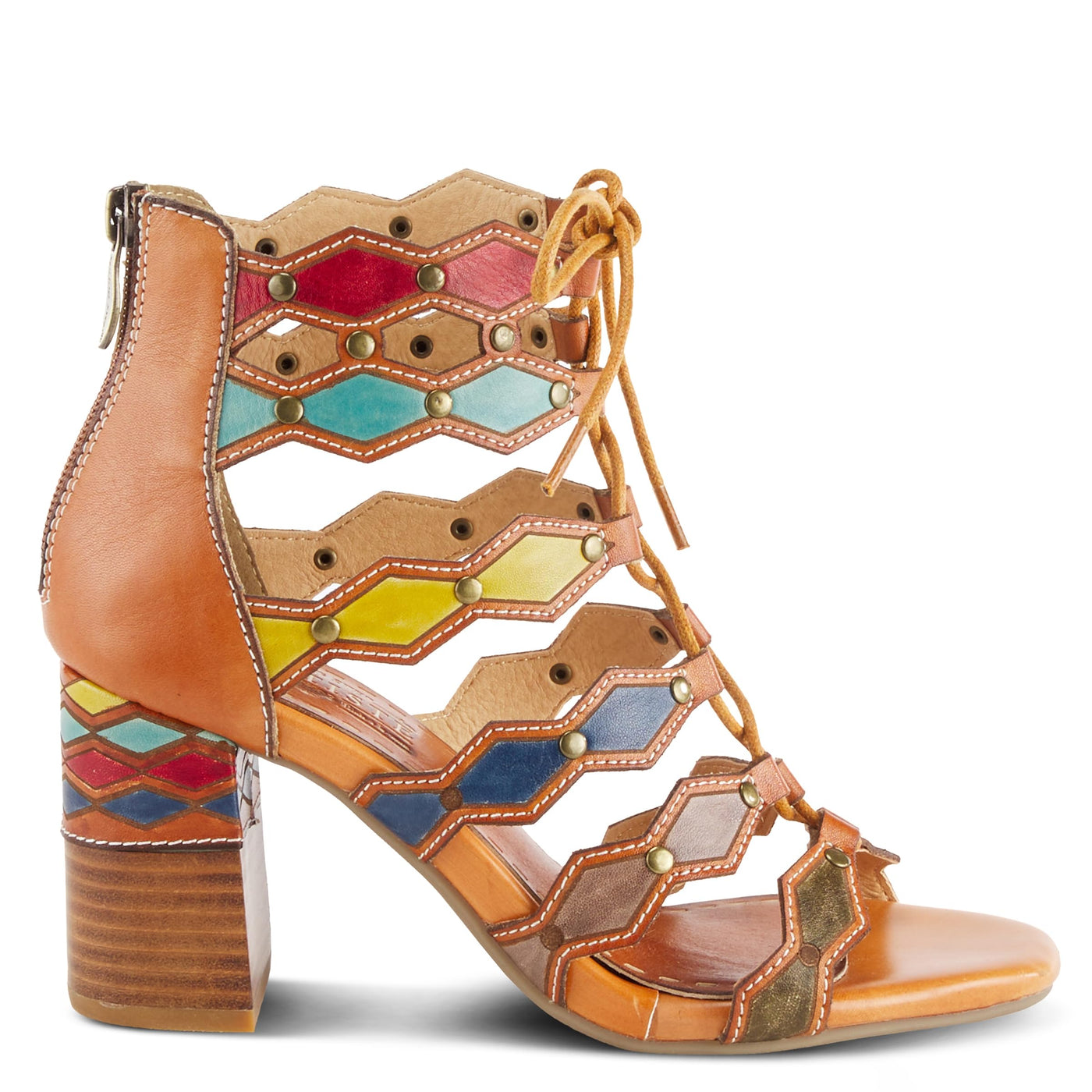 Spring Step L'Artiste Women's Artdeco High Heel Sandal Camel Multi EU 35 / US 5