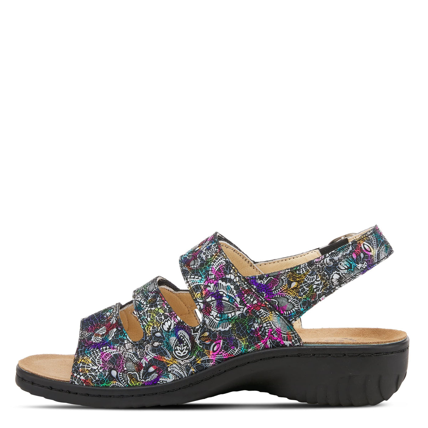Flexus Women's Acamar-Flora Slingback Sandal Black Multi EU 40 / US 9