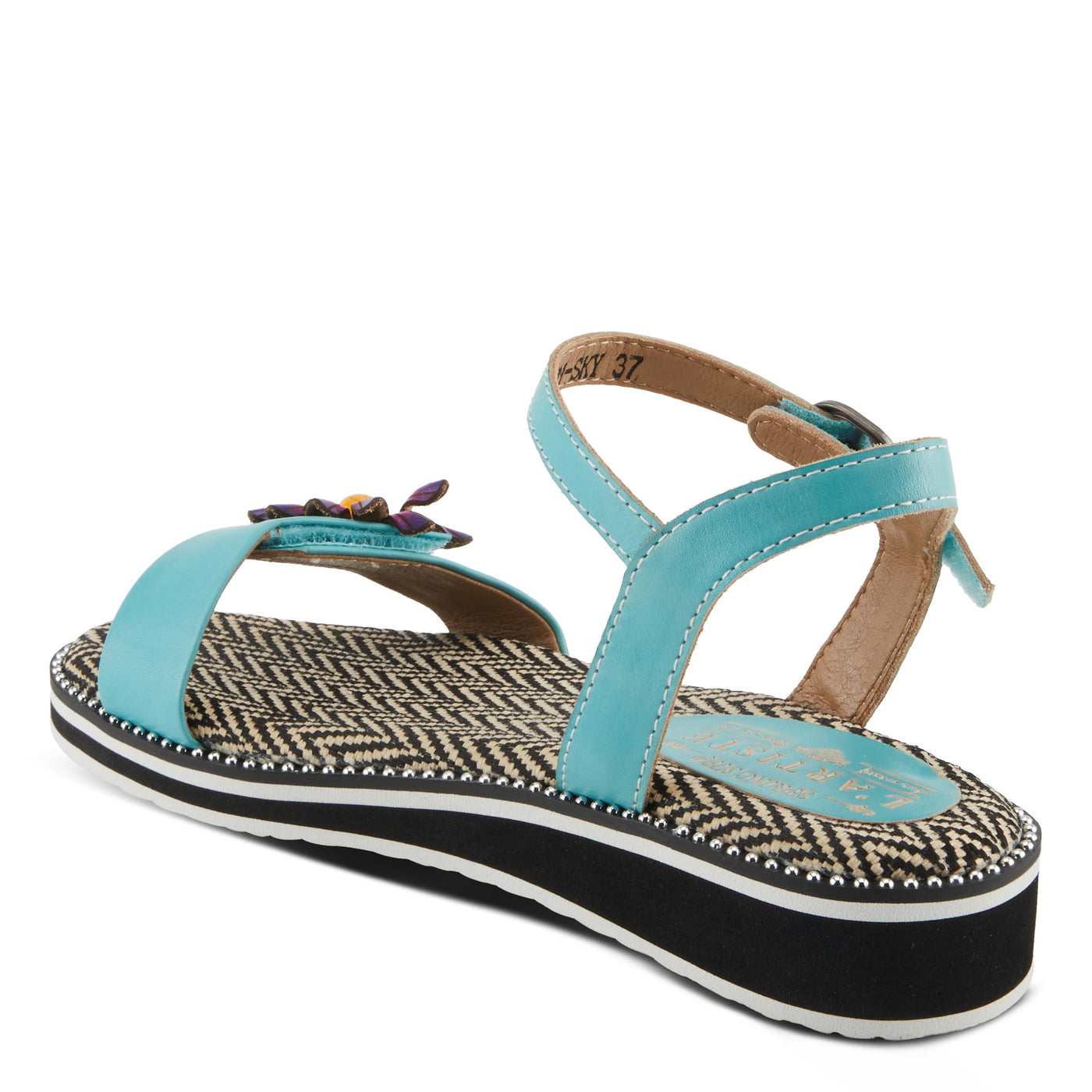 Spring Step L'Artiste Women's Tilton - Casual-Chic Hand-Painted Floral Sandals Sky Blue EU 41 / US 9.5-10
