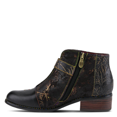 L'Artiste Women's Georgiana Chelsea Boot – Hand-Painted Leather with Metallic Microsuede, Decorative Buckle, and Rainbow Stitching Black Multi EU 38/7.5-8