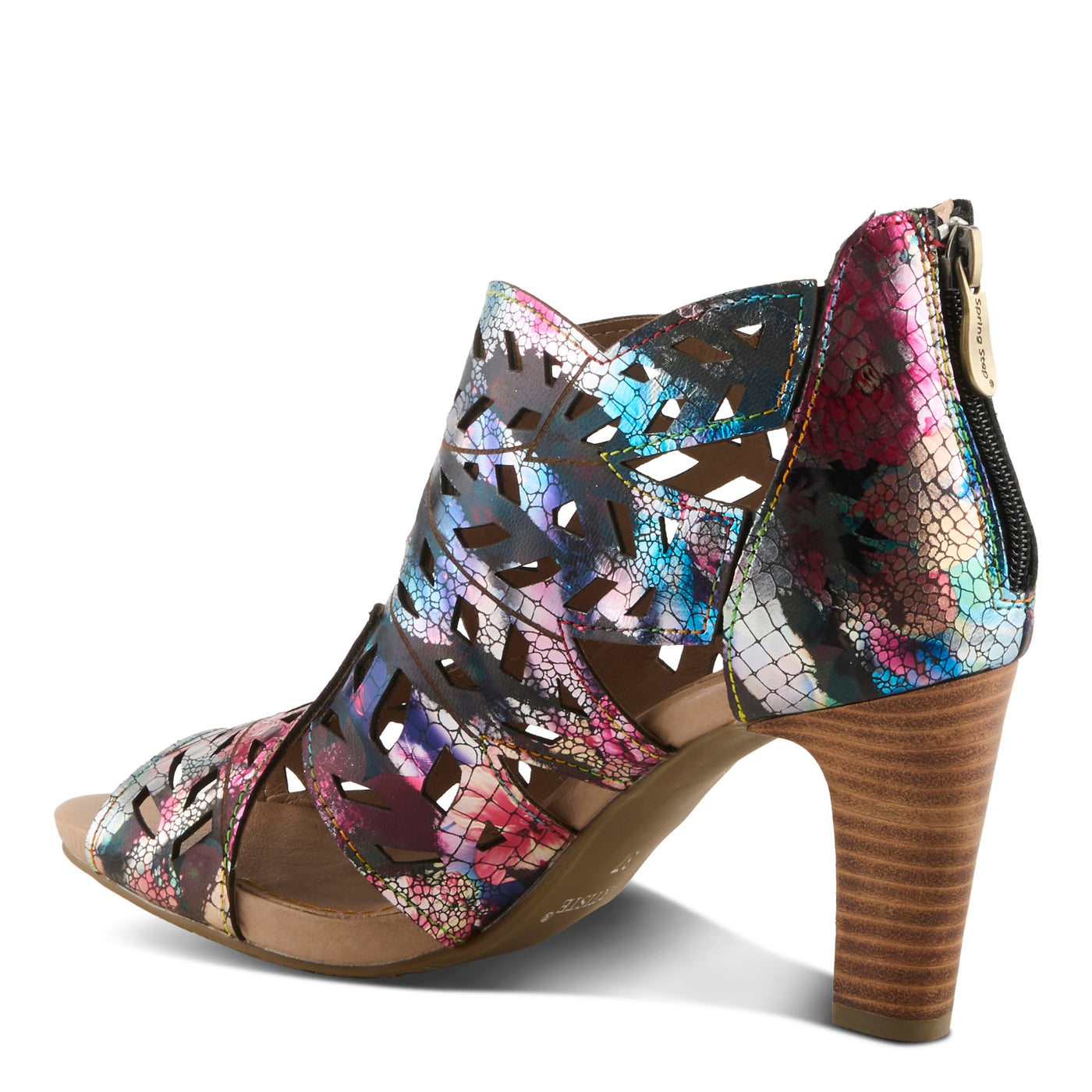 Spring Step L'Artiste Women's AMORA Closed Back Heeled Summer Bootie Fuchsia Multi Met EU 40 / US 9