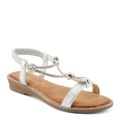 PATRIZIA Women's CHARMER T-Strap Flat Sandals Silver EU 41 / US 9.5-10