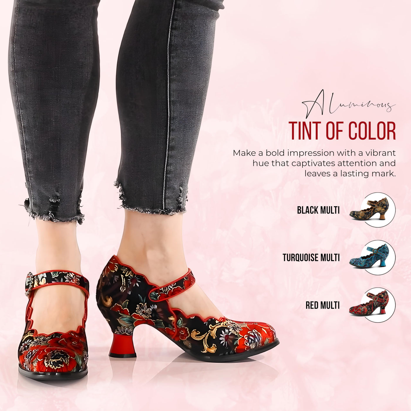 L'Artiste by Spring Step Women's Adodora Mary Jane Heeled, Turquoise Multi, 6