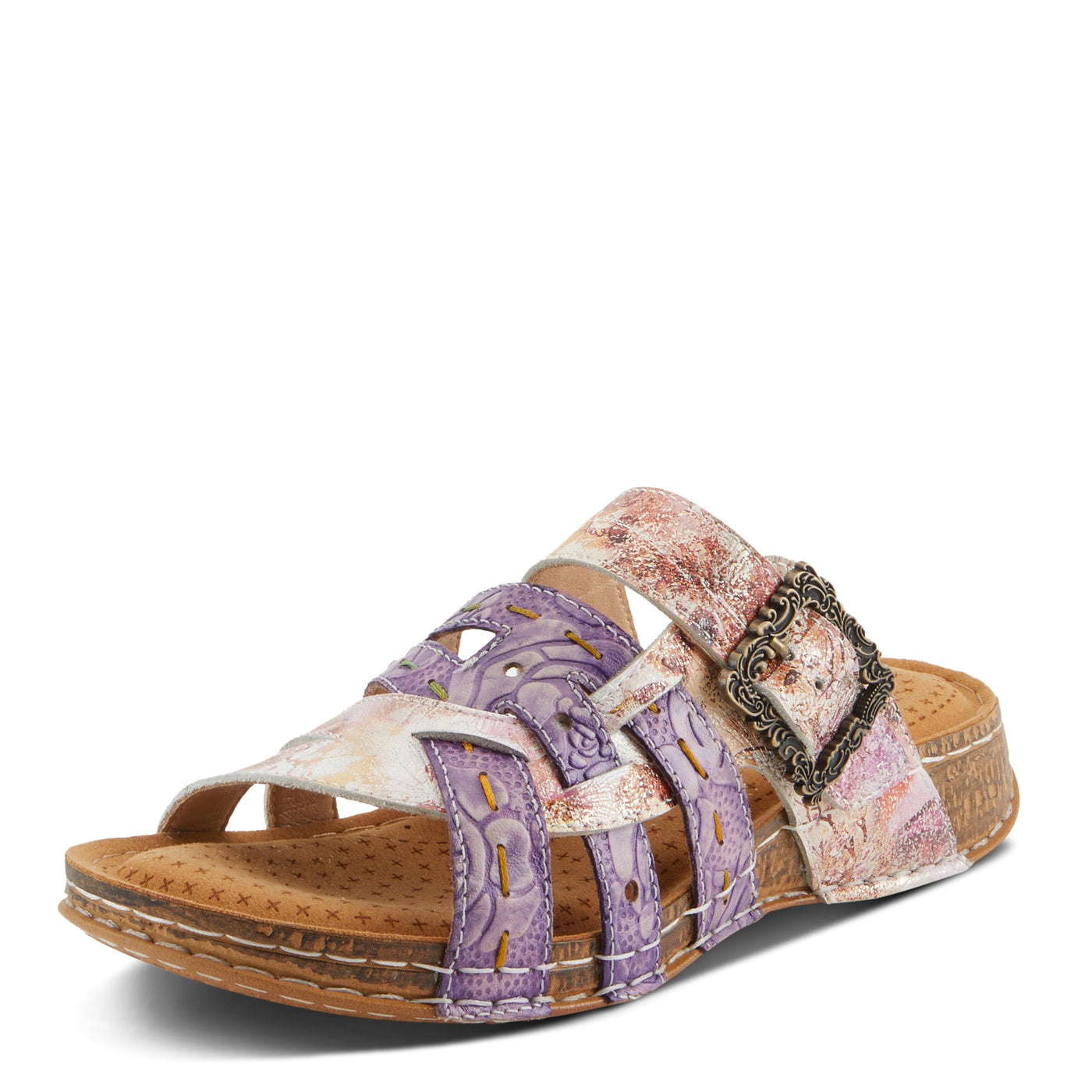 Spring Step L'Artiste Women's CALAMITYJAY Shimmering Comfort Sandals | Stylish and Practical Purple Multi EU 39 / US 8.5