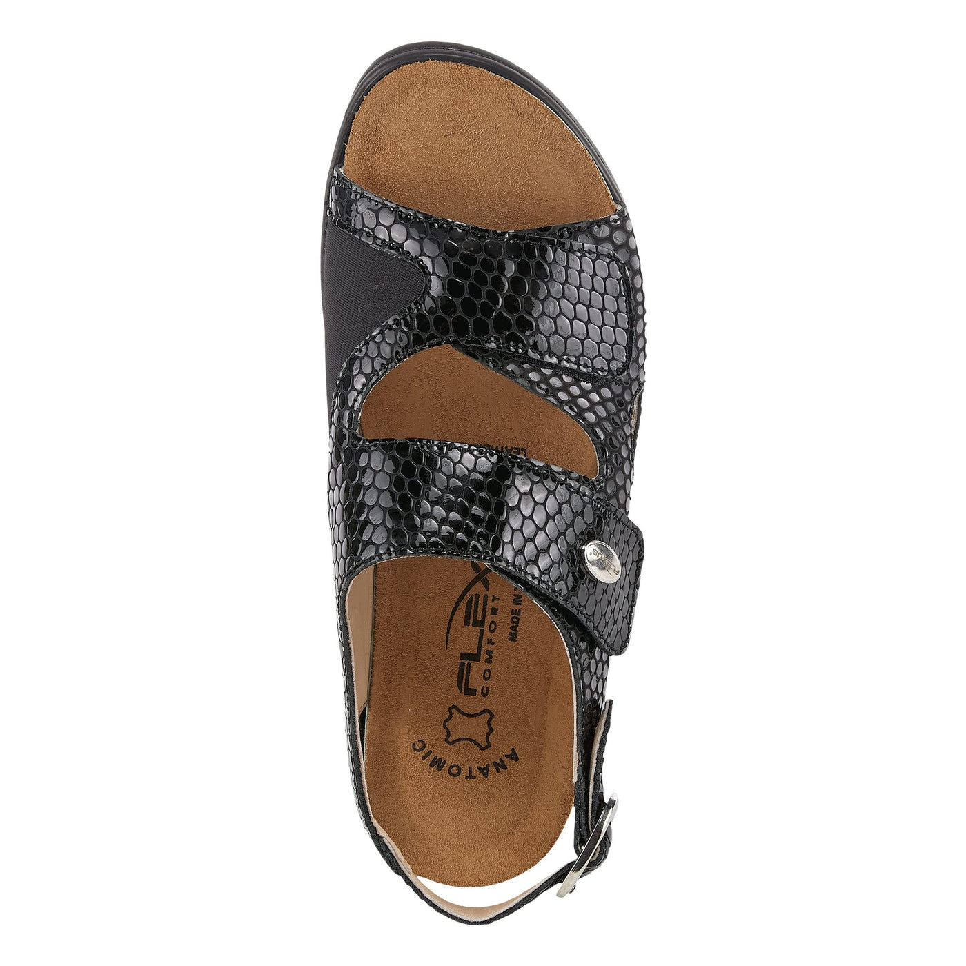 Spring Step Flexus Aksamala Sandals Black Patent 37 Euro (Wome