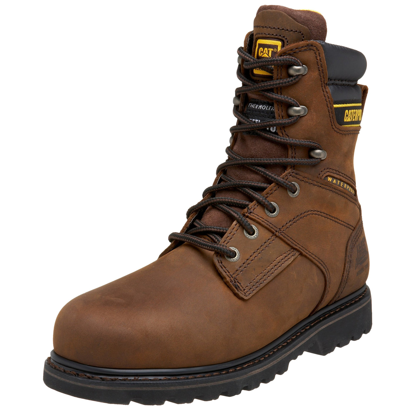 Cat Footwear Men's Salvo 8" Waterproof Steel Toe Thinsulate Work Boot, Dark Brown, 11.5