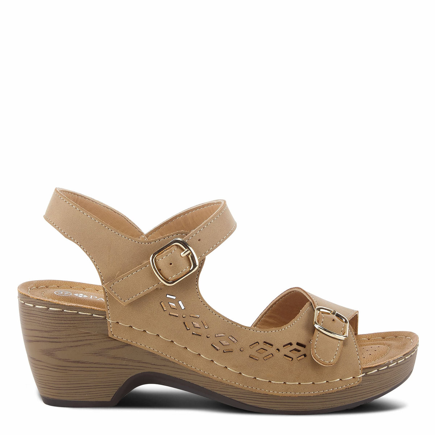 PATRIZIA Spring Step Shantay Wedge Sandals for Women - Ladies Sandals with Ankle Strap Buckle Closures - Womens Casuals Sandals for Outdoor - Tan EU 37 / US 6.5-7