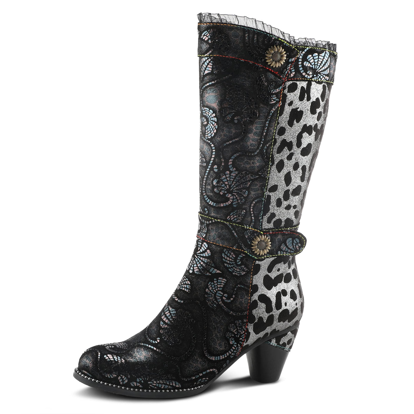 L'Artiste by Spring Step Dessalta Black Multi EU 38 (US Women's 7.5-8) M