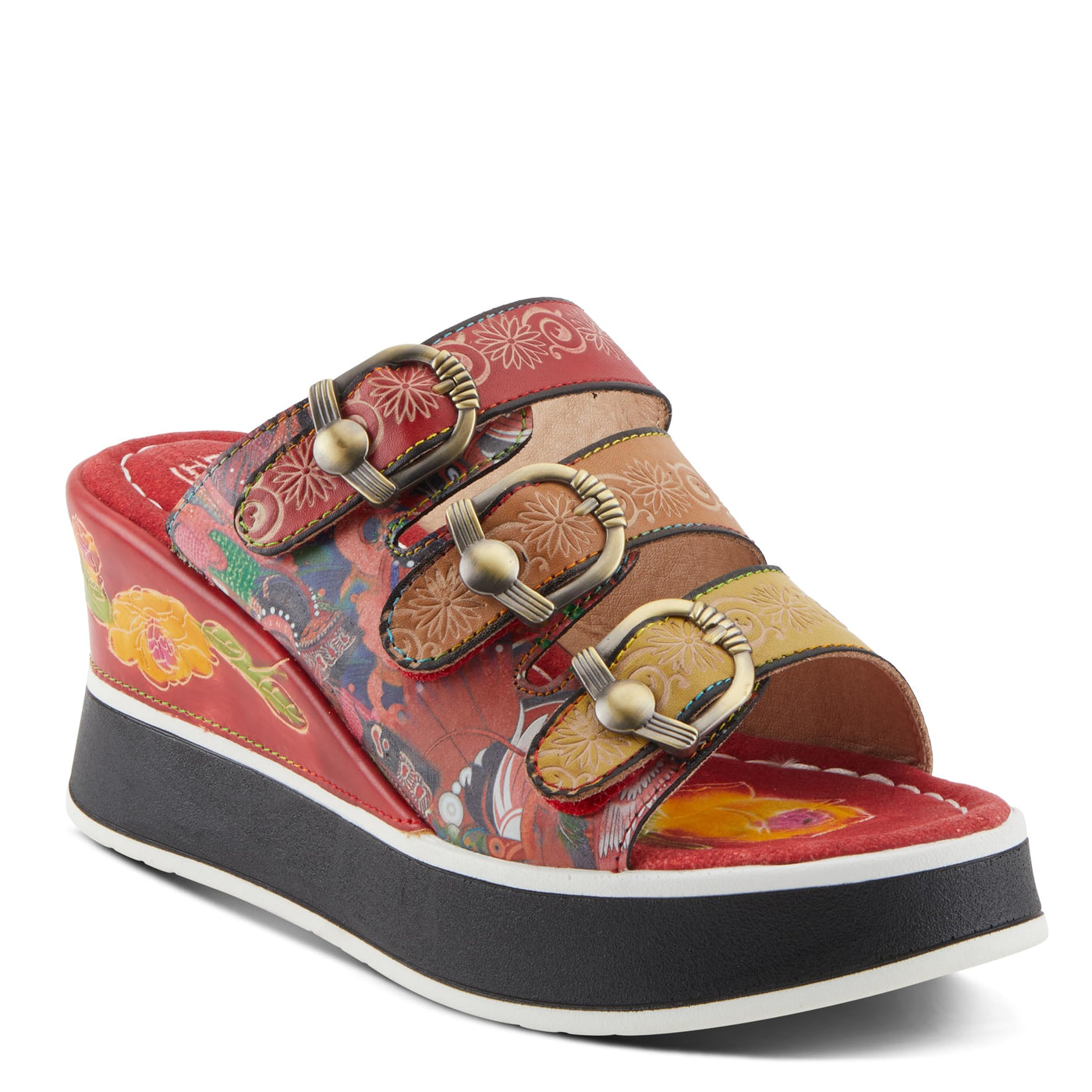 Spring Step L'Artiste Women's CALIGAL Hand-Painted Lightweight Platform Wedges Red Multi EU 42 / US 10.5-11