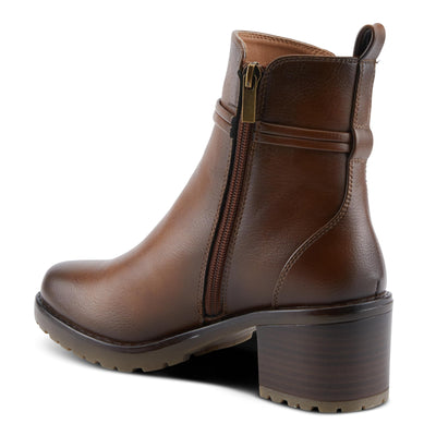 PATRIZIA Women's BRIGGS Heeled Booties with Burnished Finish, Decorative Laces, and Zipper Closure Medium Brown EU 37 / US 6.5-7
