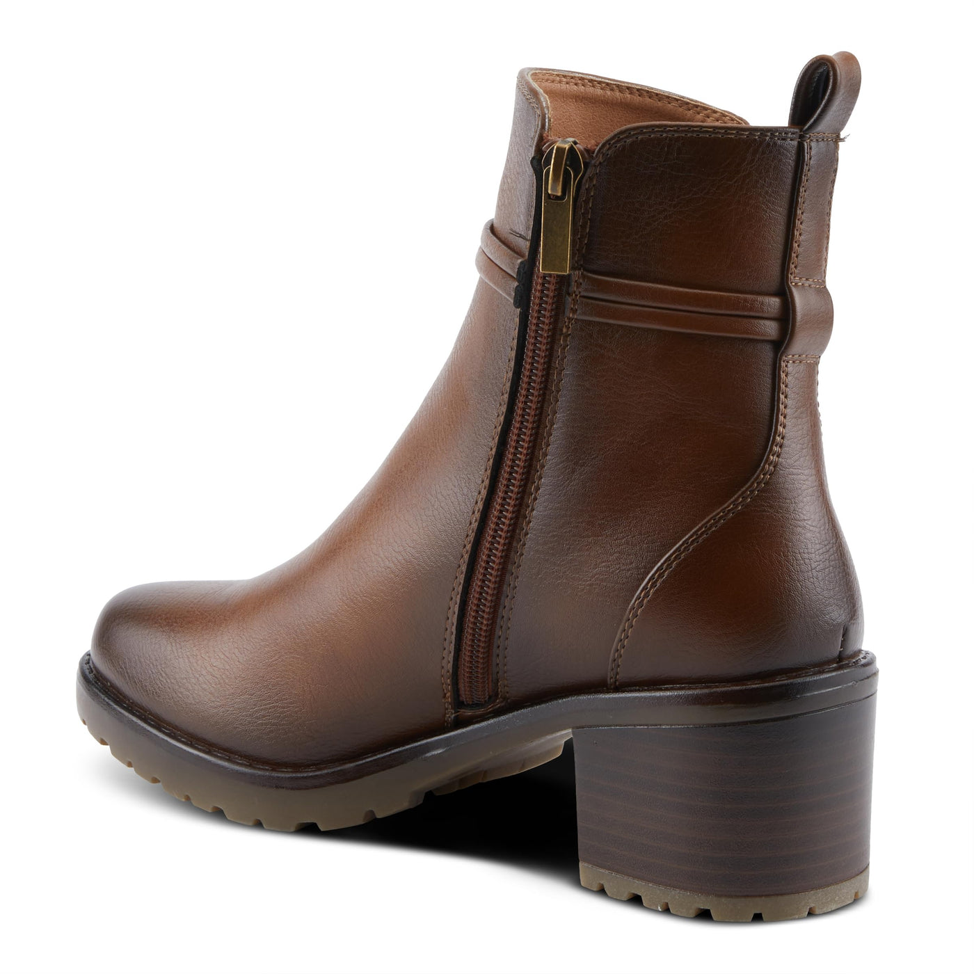 PATRIZIA Women's BRIGGS Heeled Booties with Burnished Finish, Decorative Laces, and Zipper Closure Medium Brown EU 42 / US 10.5-11