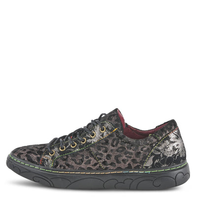 Spring Step L'Artiste Danli-Cheeta Snakers for Women - Animal Print Girls Sneaker - Ladies Fashion Snakers with Zipper and Adjustable Laces - Pewter Multi EU 41 / US 9.5-10
