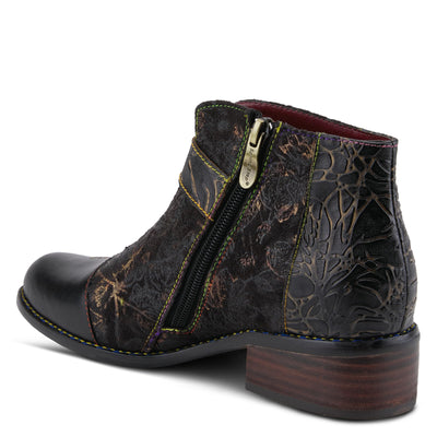 L'Artiste Women's Georgiana Chelsea Boot – Hand-Painted Leather with Metallic Microsuede, Decorative Buckle, and Rainbow Stitching Black Multi EU 38/7.5-8
