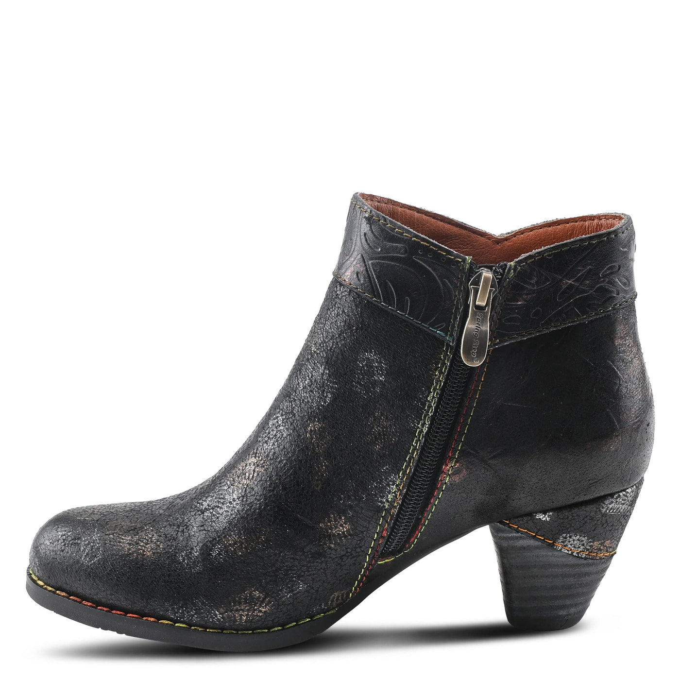 Spring Step L'Artiste Bestlove Ankle Boots for Women Low Heel | Casual Women's Boots Women with Metallic Brush Strokes and Cushion Footbed Black Multi EU 38 / US 7.5-8