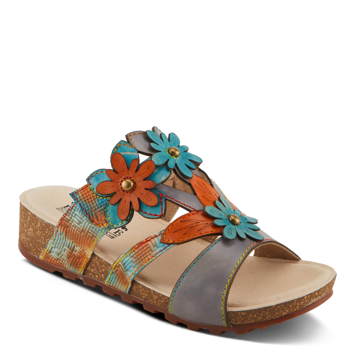 Spring Step L'Artiste Women's LAVONDA - Hand-Painted Floral Sandals with Padded Footbed