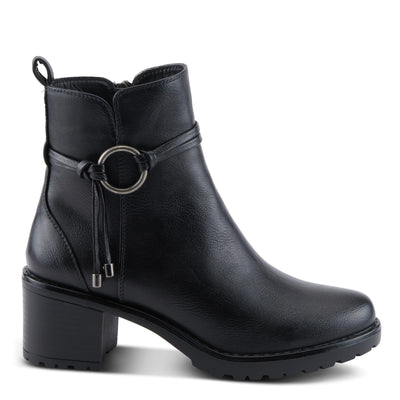 PATRIZIA Women's BRIGGS Heeled Booties with Burnished Finish, Decorative Laces, and Zipper Closure Black EU 41 / US 9.5-10