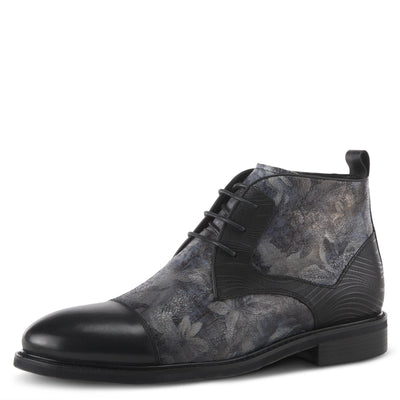 Spring Step L'Artiste Balvin Booties for Men - Cap-Toe Dress Shoe with Lace-up Closure - Comfortable Mens Shoes for Outdoor Walking - Black Multi EU 40 / US 7-7.5