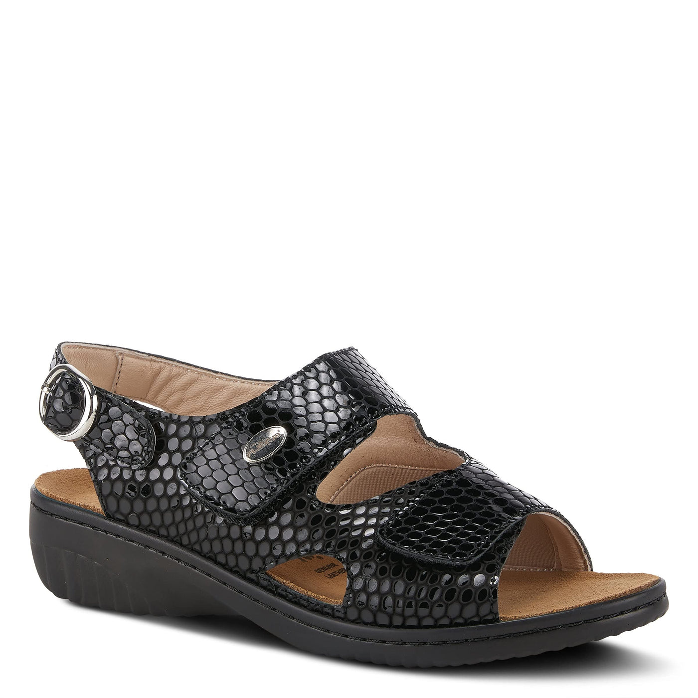 Spring Step Flexus Aksamala Sandals Black Patent 37 Euro (Wome