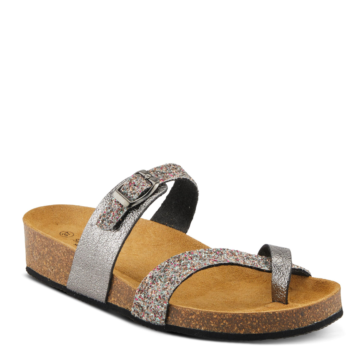 Spring Step BURCH Women's Glamorous Sandals - Glittery Upper, Toe Ring Detail, Cushioned Footbed