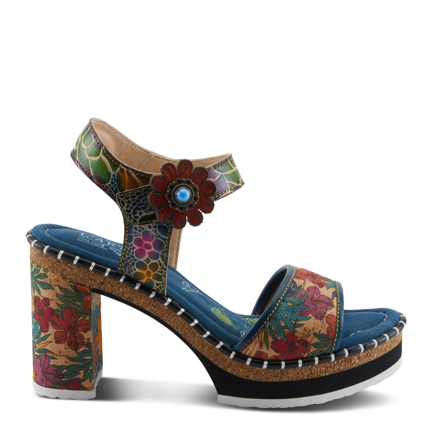 L'Artiste by Spring Step Women's Charisma Sandal, Navy Multi, 5.5-6