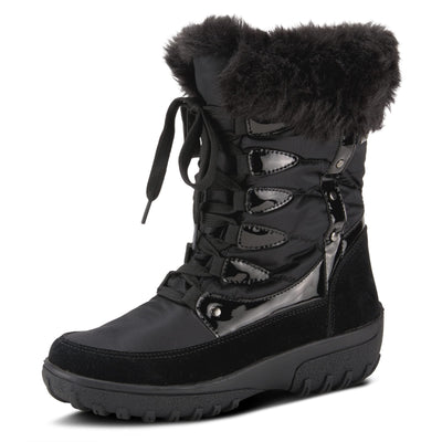 Flexus Spring Step Stormy Boots for Women - Waterproof Women's Snow Boots With Adjustable Lace and Zippers - Faux Fur Winter Boots for Outdoor - Black EU 40 / US 9
