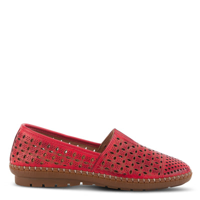 Spring Step Oralis Leather Loafers for Women - Comfortable Slip-On Shoes with Rubber Outsole - Ladies Casual Loafers with Low Heel - Red EU 38 / US 7.5-8