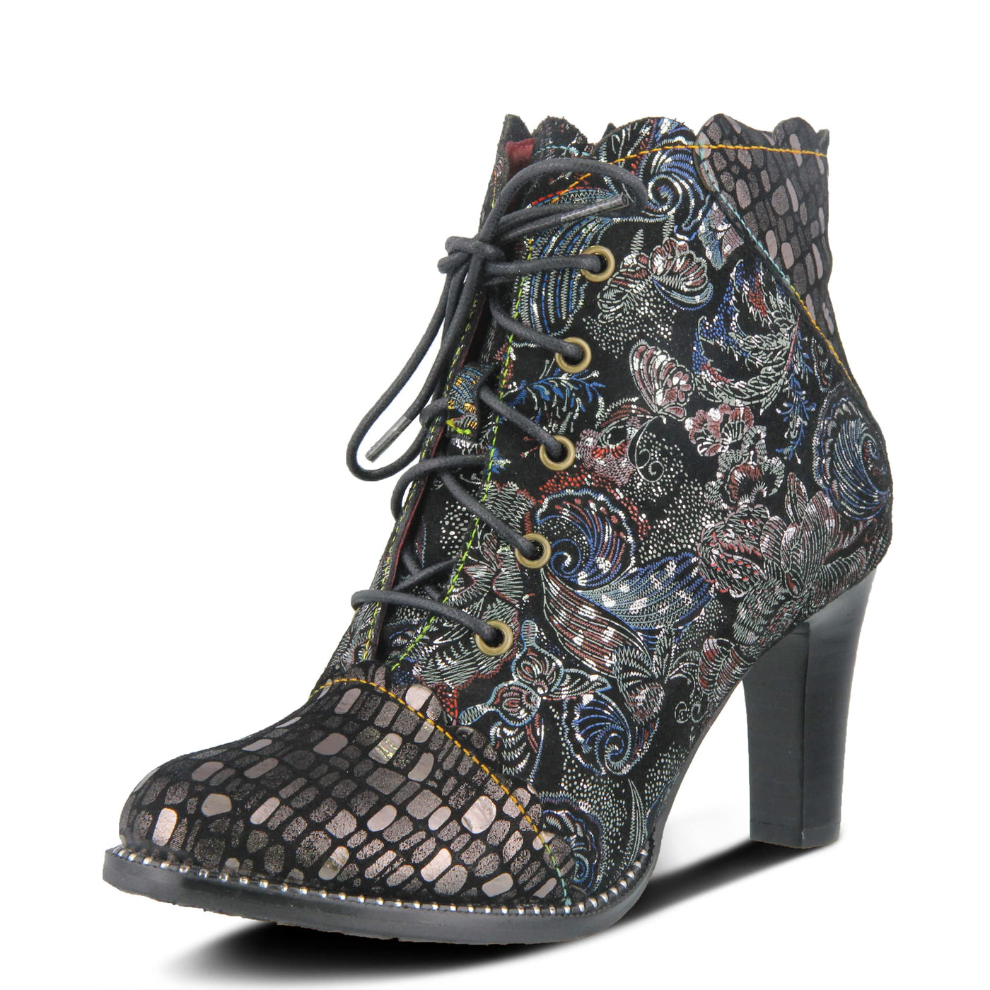 Spring Step L'Artiste Women's Glitterail Bootie Pewter Multi EU 37 / US 6.5-7