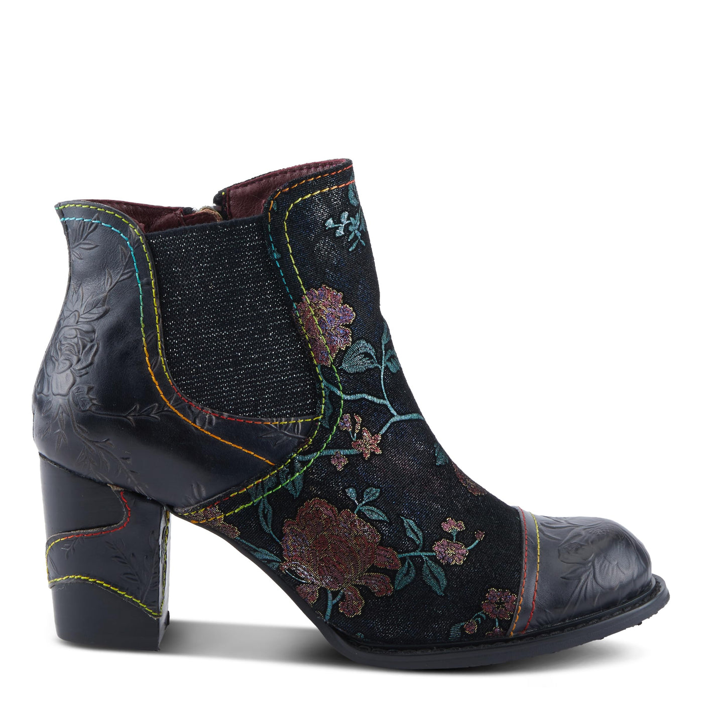 Spring Step L'Artiste Ceja Women's Embossed Floral Bootie - Cap Toe, Eye-Catching Ankle Boots with Unique Patterns