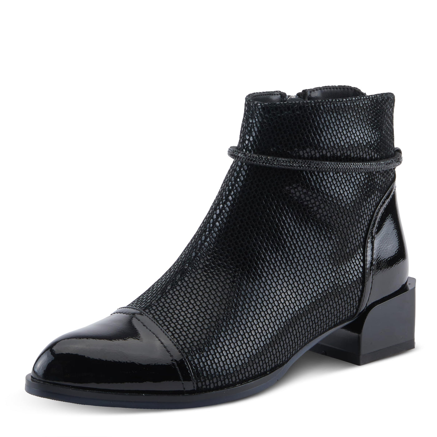 Azura Women's SHELBI Fashionable Leather Booties with Buckle Detail, Side Zipper, and Low Heel