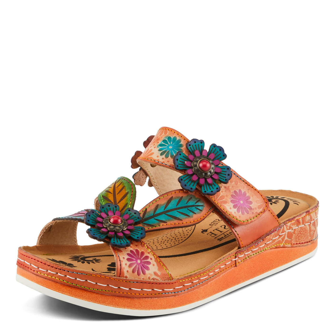 L'Artiste by Spring Step Women's Pillow-Soft Sandal, Peach Multi, 6.5-7