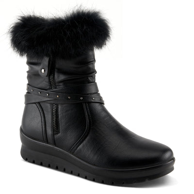 Flexus Women's YAMINA Platform Booties with Faux Fur Shaft, Lug Sole, and Inner Zipper Closure Black EU 37 / US 6.5-7