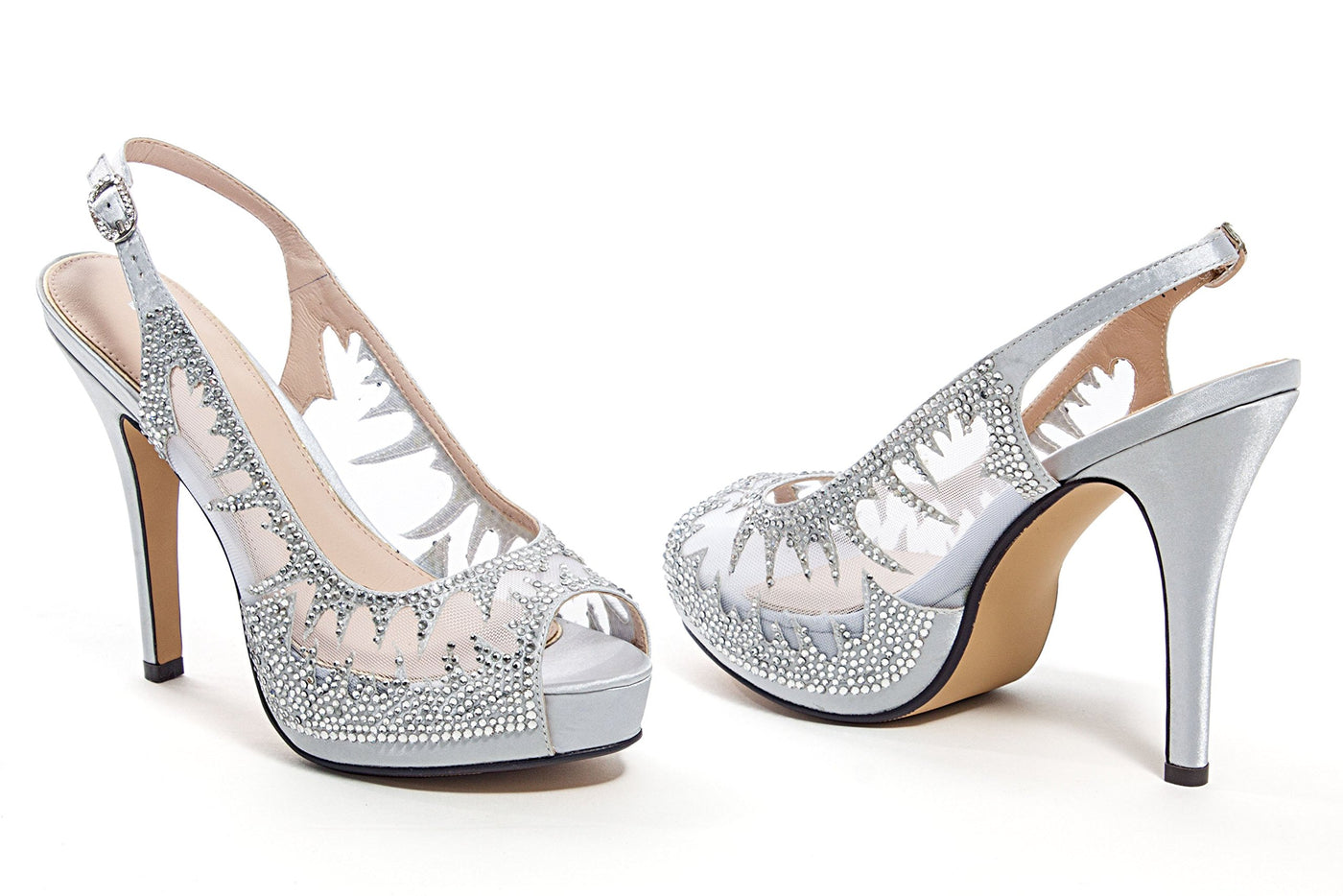 LADY COUTURE Women's MESH Platform with Stone Dream Silver 39