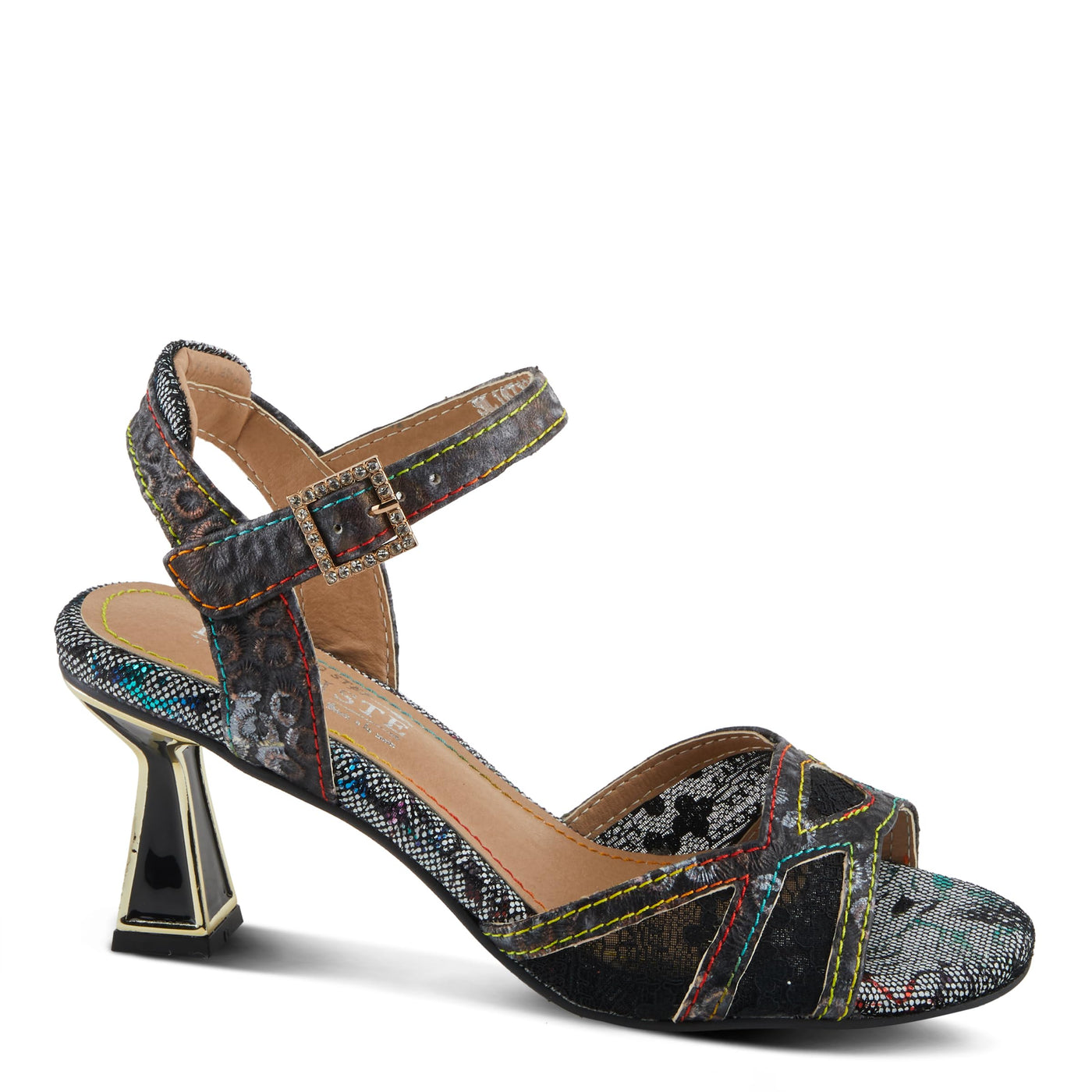 Spring Step L'Artiste Women's CHATEL Open-Toe Sandals - Classic Elegance with a Contemporary Twist Black Multi EU 38 / US 7.5-8