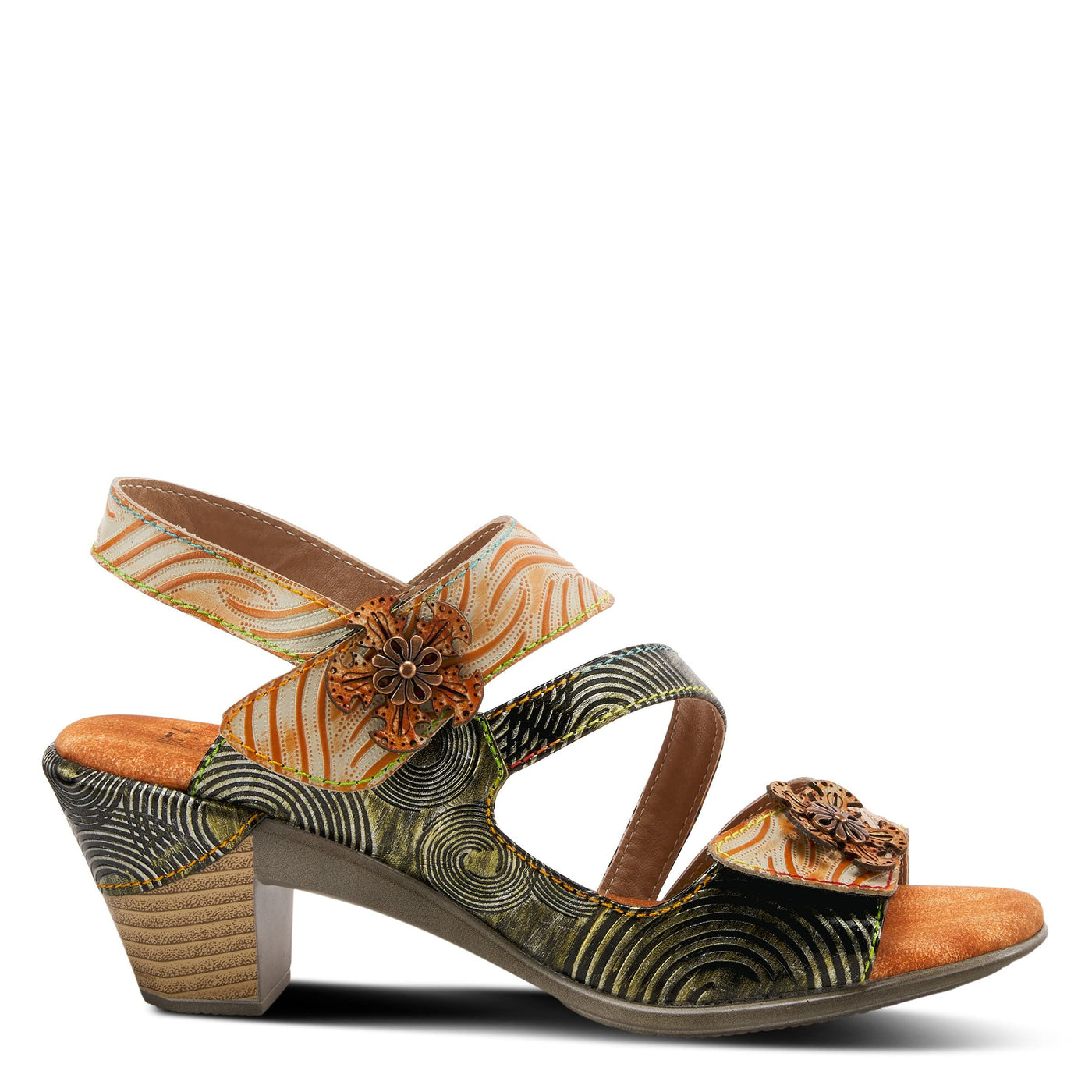 Spring Step L'Artiste Women's Acarine Heeled Sandal Olive Multi EU 35 / US 5