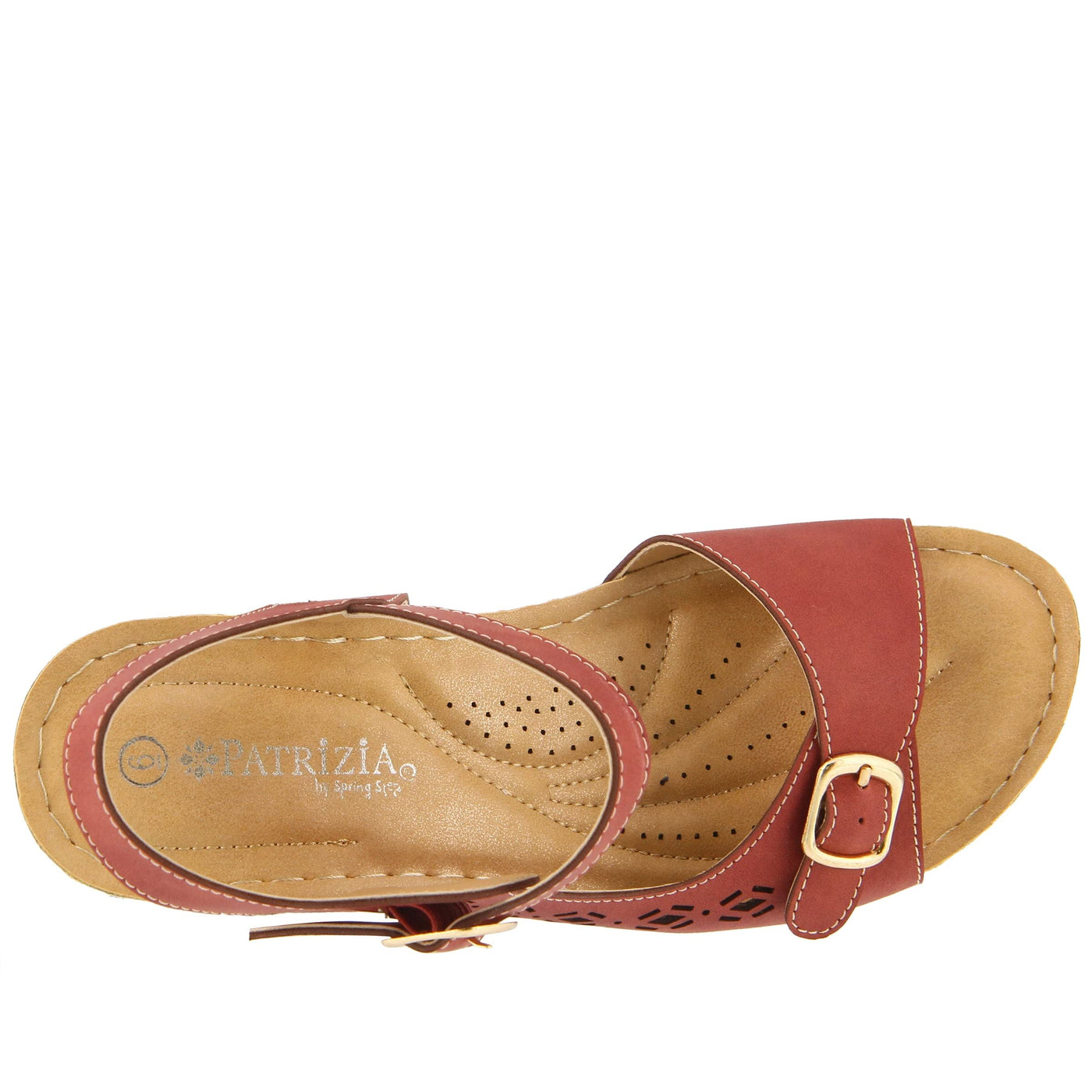 PATRIZIA Spring Step Shantay Wedge Sandals for Women - Ladies Sandals with Ankle Strap Buckle Closures - Womens Casuals Sandals for Outdoor - Dark Red EU 35 / US 5