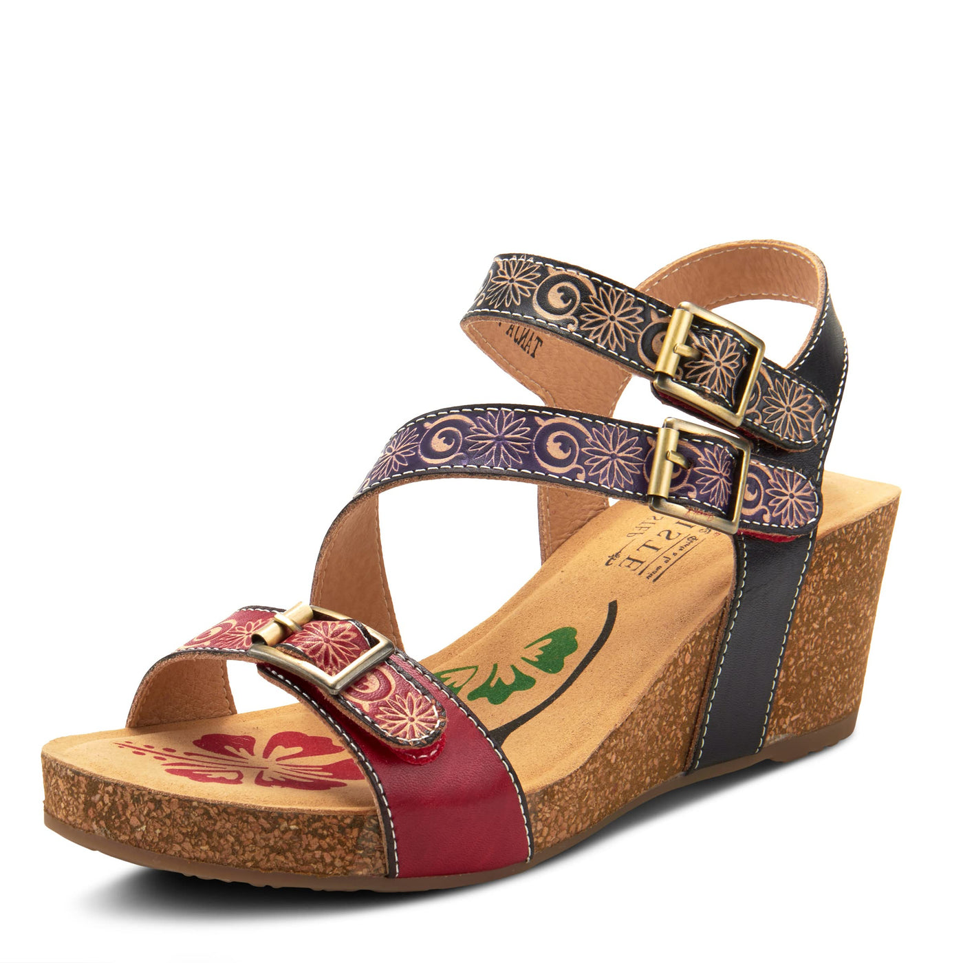 L’Artiste by Spring Step Women's Tanja Sandal, Red Multi, 6.5-7