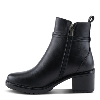 PATRIZIA Women's BRIGGS Heeled Booties with Burnished Finish, Decorative Laces, and Zipper Closure Black EU 40 / US 9