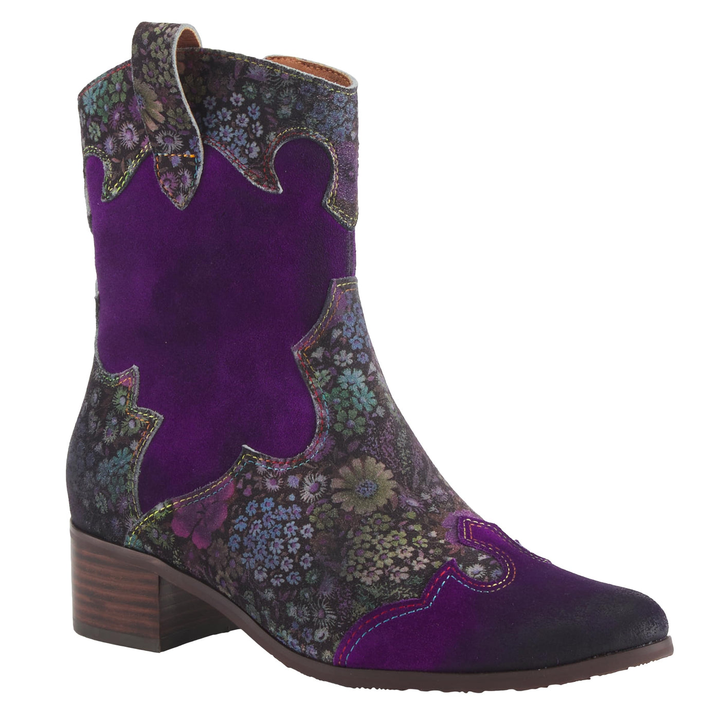 L'Artiste by Spring Step Women's Lady Luck Western Boot, Purple Multi Suede, 5