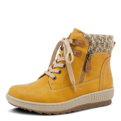 Spring Step Relife Karlene Waterproof Ankle Boots for Women | Shoes for Women with Sweater Top, Decorative Zipper and Cozy Sherpa Lining Mustard EU 42 / US 10.5-11
