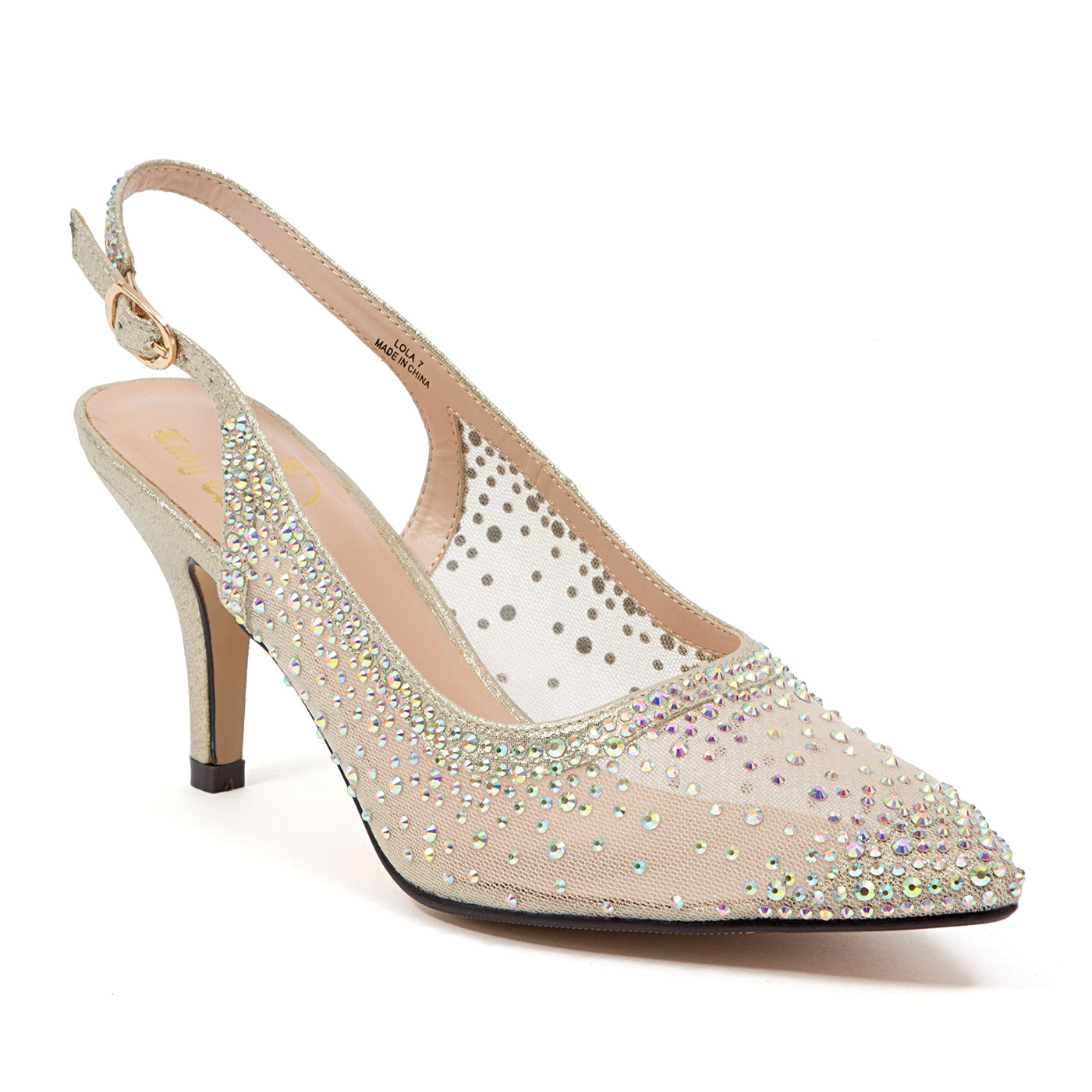 Lady Couture Lola Embellished Pointed Toe Slingback Pump, Gold, 10