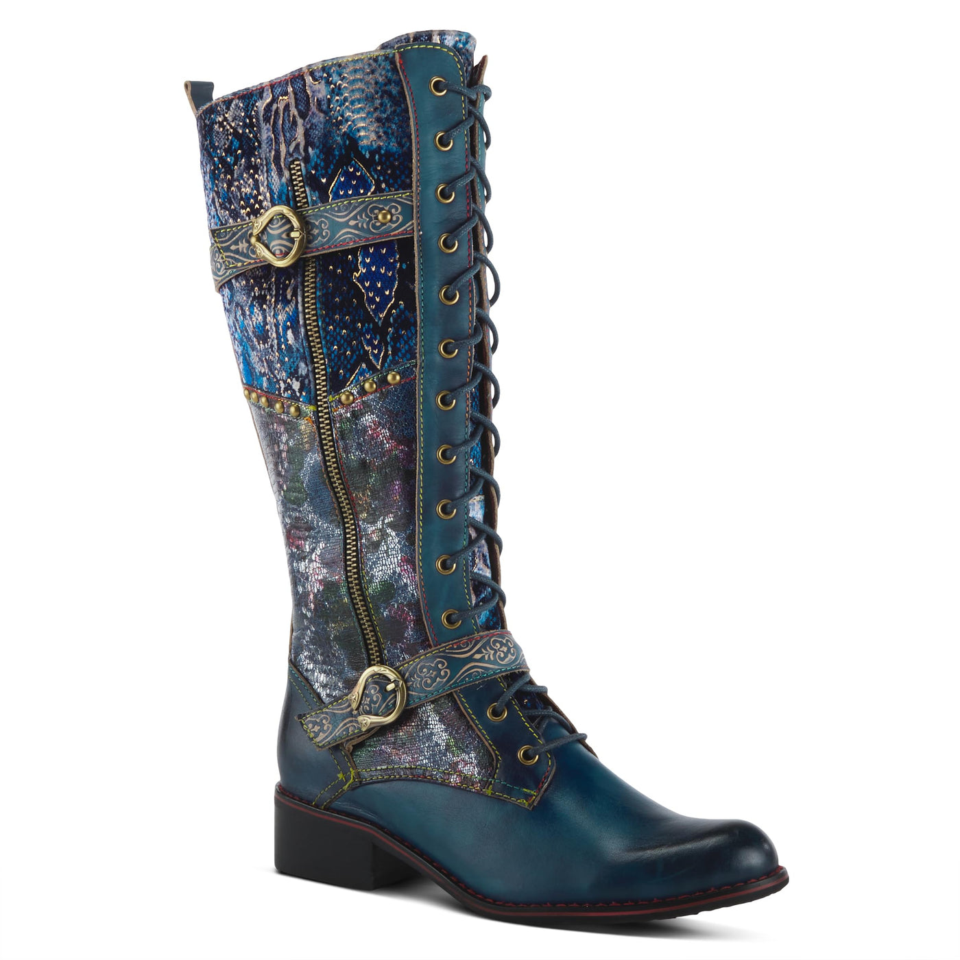 Spring Step L'Artiste Women's Vaneyck Leather Tall Boot Blue Multi EU 41 / US 9.5-10