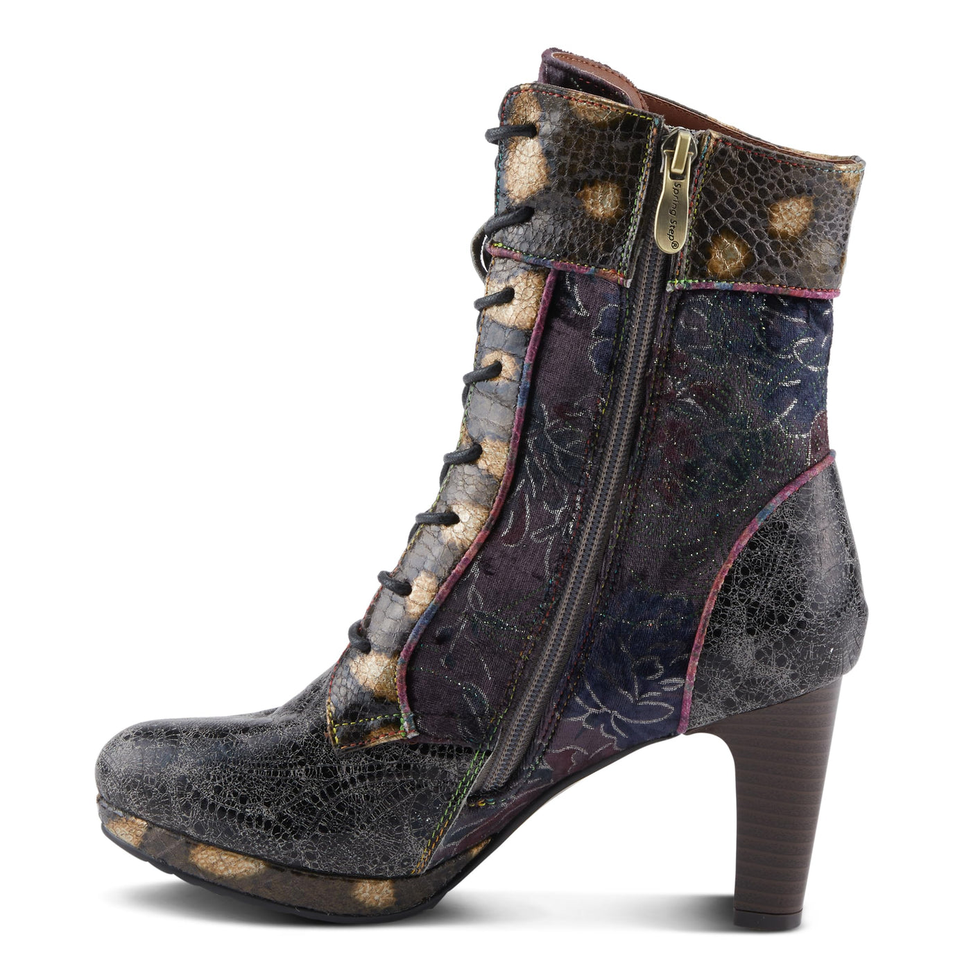Spring Step L'Artiste Abra Women's Bold Bootie - Fierce Fashionista, Chic & Stand-Out Ankle Boots Pewter Multi EU 37 / US 6.5-7