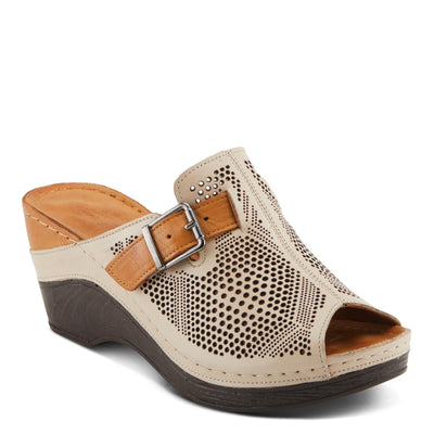 Spring Step MOMELLE Women's Perforated Leather Wedge Slide Sandals - Chic Style, Comfortable Elegance Beige Multi EU 37 / US 6.5-7