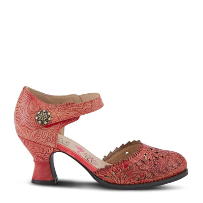 Spring Step L'Artiste Visionary Pump Shoes for Women | French Inspired Hand Painted Leather D'Orsay High Heels for Women with Ankle Strap Red EU 36 / US 5.5-6