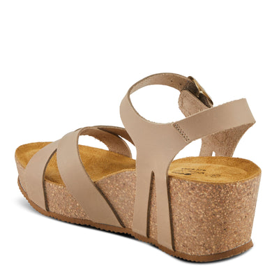 Spring Step BURTON Women's Wedge Sandals - Adjustable Buckle, Supple Leathers, Moldable Footbed Taupe EU 37 / US 6.5-7
